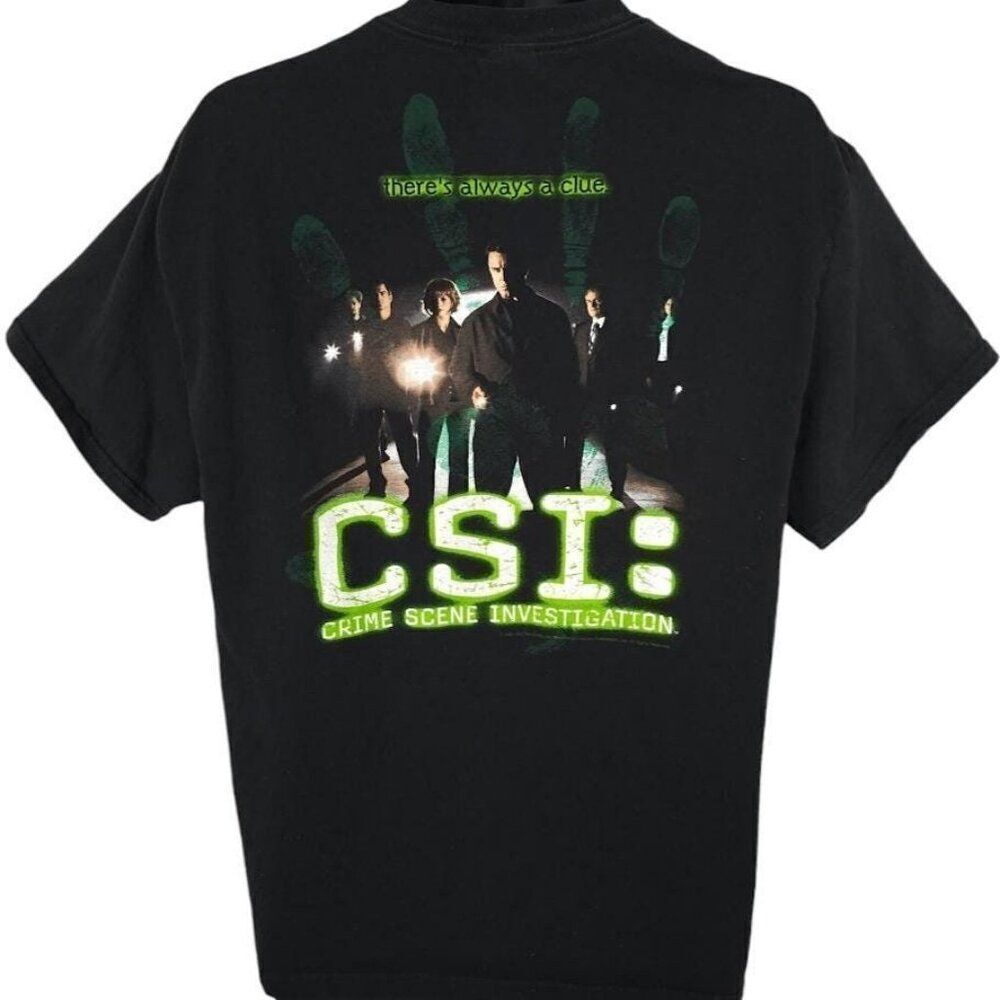 Vintage CSI T Shirt Mens Size Large Black Y2K 2001 Crime Scene Investigation
